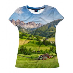 Женская футболка 3D с принтом Альпы в Кировске, 100% полиэфир ( синтетическое хлопкоподобное полотно) | прямой крой, круглый вырез горловины, длина до линии бедер | австрия | альпы | германия | горный хребет | горы | италия | красота | лес | лихтенштейн | луг | пейзаж | природа | простор | раздолье | словения | франция | швейцария