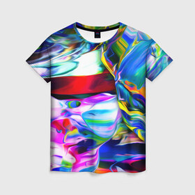 Женская футболка 3D с принтом Фантастическая палитра в Кировске, 100% полиэфир ( синтетическое хлопкоподобное полотно) | прямой крой, круглый вырез горловины, длина до линии бедер | абстракция | живопись | искусство | краски | текстура | узор