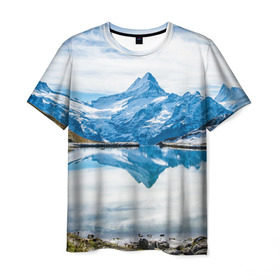 Мужская футболка 3D с принтом Альпы в Кировске, 100% полиэфир | прямой крой, круглый вырез горловины, длина до линии бедер | Тематика изображения на принте: австрия | альпийские горы | альпийский хребет | альпы | германия | горное озеро | горные лыжи | европа | италия | лихтенштейн | пейзаж | природа | словения | сноуборд | франция | швейцария