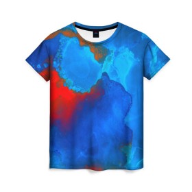 Женская футболка 3D с принтом blob color в Кировске, 100% полиэфир ( синтетическое хлопкоподобное полотно) | прямой крой, круглый вырез горловины, длина до линии бедер | abstraction | color | spray | tie dye | абстракция | акварель | брызги красок | живопись | искусство | капли капли | краски | текстуры | цветные краски | яркие цвета