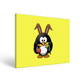 Холст прямоугольный с принтом Пасхальный пингвин в Кировске, 100% ПВХ |  | Тематика изображения на принте: весна | кролик | пасха | пингвин | праздники | яйцо