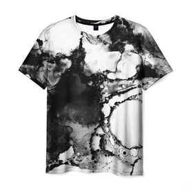 Мужская футболка 3D с принтом Gray&Black abstract в Кировске, 100% полиэфир | прямой крой, круглый вырез горловины, длина до линии бедер | 