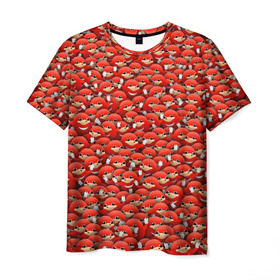 Мужская футболка 3D с принтом Угандийские Наклзы в Кировске, 100% полиэфир | прямой крой, круглый вырез горловины, длина до линии бедер | sonic | ехидна | красный | мем | паттерн | персонаж | соник | толпа