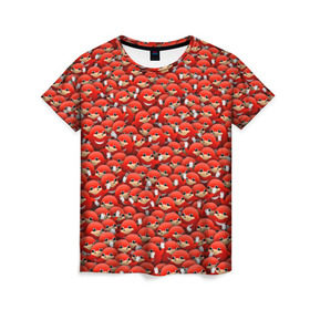 Женская футболка 3D с принтом Угандийские Наклзы в Кировске, 100% полиэфир ( синтетическое хлопкоподобное полотно) | прямой крой, круглый вырез горловины, длина до линии бедер | sonic | ехидна | красный | мем | паттерн | персонаж | соник | толпа