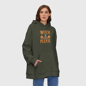 Худи SuperOversize хлопок с принтом Witch Please в Кировске, 70% хлопок, 30% полиэстер, мягкий начес внутри | карман-кенгуру, эластичная резинка на манжетах и по нижней кромке, двухслойный капюшон
 | anime | halloween | little witch academia | magic | sucy manbavaran | witch | академия ведьмочек | аниме | волшебство | магия | хэллоуин