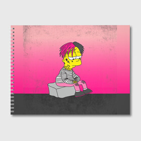 Альбом для рисования с принтом Lil peep crybaby в Кировске, 100% бумага
 | матовая бумага, плотность 200 мг. | bart simpson | crybaby | lil peep | rip | барт симпсон | лил пип