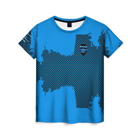 Женская футболка 3D с принтом ARSENAL SPORT BLUE в Кировске, 100% полиэфир ( синтетическое хлопкоподобное полотно) | прямой крой, круглый вырез горловины, длина до линии бедер | football | soccer | арсенал