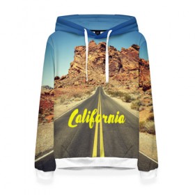 Женская толстовка 3D с принтом California collection в Кировске, 100% полиэстер  | двухслойный капюшон со шнурком для регулировки, мягкие манжеты на рукавах и по низу толстовки, спереди карман-кенгуру с мягким внутренним слоем. | california | usa | америка | города | дороги | калифорния | природа | страны | сша