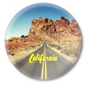 Значок с принтом California collection в Кировске,  металл | круглая форма, металлическая застежка в виде булавки | Тематика изображения на принте: california | usa | америка | города | дороги | калифорния | природа | страны | сша