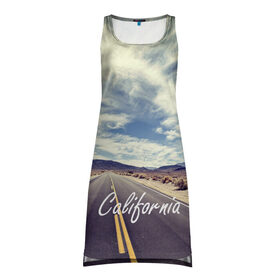 Платье-майка 3D с принтом California в Кировске, 100% полиэстер | полуприлегающий силуэт, широкие бретели, круглый вырез горловины, удлиненный подол сзади. | california | usa | америка | города | дороги | калифорния | природа | страны | сша