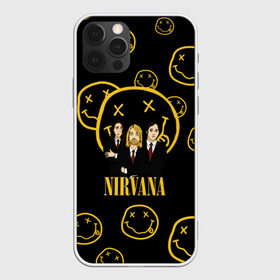 Чехол для iPhone 12 Pro Max с принтом Nirvana в Кировске, Силикон |  | cobain | kurt | nevermino | nirvana | альтернативный | гранж | грол | группа | дональд | кобейн | курт | музыка | надпись | нервана | нирвана | новоселич | певец | рок | смайл | смайлик | солист