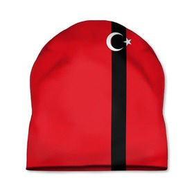 Шапка 3D с принтом Турция лента в Кировске, 100% полиэстер | универсальный размер, печать по всей поверхности изделия | tr | tur | анкара | герб | государство | знак | надпись | патриот | полосы | республика | символ | стамбул | страна | турецкая | турецкий | турки | турок | турция | турчанка | флаг | флага | цвета