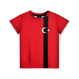 Детская футболка 3D с принтом Турция лента в Кировске, 100% гипоаллергенный полиэфир | прямой крой, круглый вырез горловины, длина до линии бедер, чуть спущенное плечо, ткань немного тянется | tr | tur | анкара | герб | государство | знак | надпись | патриот | полосы | республика | символ | стамбул | страна | турецкая | турецкий | турки | турок | турция | турчанка | флаг | флага | цвета