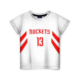 Детская футболка 3D с принтом James Harden home в Кировске, 100% гипоаллергенный полиэфир | прямой крой, круглый вырез горловины, длина до линии бедер, чуть спущенное плечо, ткань немного тянется | hurden | nba | rockets | баскетбол | нба | харден | хьюстон рокетс