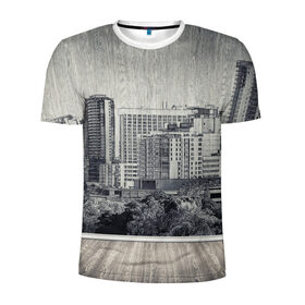 Мужская футболка 3D спортивная с принтом Город в стиле ретро в Кировске, 100% полиэстер с улучшенными характеристиками | приталенный силуэт, круглая горловина, широкие плечи, сужается к линии бедра | Тематика изображения на принте: 