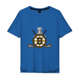 Мужская футболка хлопок Oversize с принтом boston bruins в Кировске, 100% хлопок | свободный крой, круглый ворот, “спинка” длиннее передней части | boston bruins | nhl | бостон брюинс | нхл | хоккей