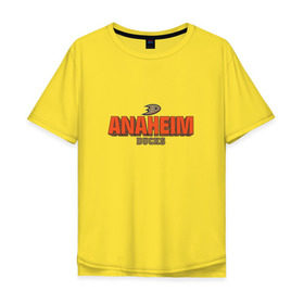 Мужская футболка хлопок Oversize с принтом Анахайм Дакс в Кировске, 100% хлопок | свободный крой, круглый ворот, “спинка” длиннее передней части | anaheim ducks | nhl | нхл | хоккей