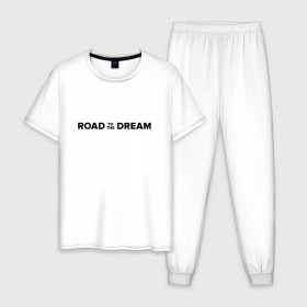 Мужская пижама хлопок с принтом Road to the dream. Black в Кировске, 100% хлопок | брюки и футболка прямого кроя, без карманов, на брюках мягкая резинка на поясе и по низу штанин
 | Тематика изображения на принте: мечта | мотивация | следуй за мечтой | спорт