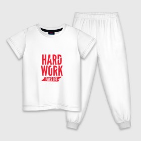 Детская пижама хлопок с принтом Hard work pays off. Red в Кировске, 100% хлопок |  брюки и футболка прямого кроя, без карманов, на брюках мягкая резинка на поясе и по низу штанин
 | мотивация | спорт | цели