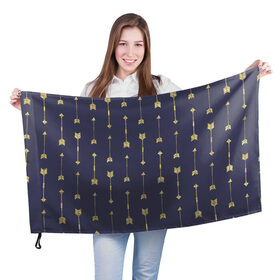 Флаг 3D с принтом Золотые стрелы в Кировске, 100% полиэстер | плотность ткани — 95 г/м2, размер — 67 х 109 см. Принт наносится с одной стороны | стрелы