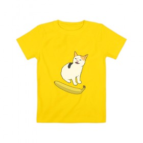 Детская футболка хлопок с принтом Cat no banana в Кировске, 100% хлопок | круглый вырез горловины, полуприлегающий силуэт, длина до линии бедер | angry cat | banana | cat | no banana