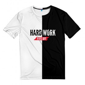 Мужская футболка 3D с принтом Hard work pays off. 3D BW в Кировске, 100% полиэфир | прямой крой, круглый вырез горловины, длина до линии бедер | Тематика изображения на принте: 