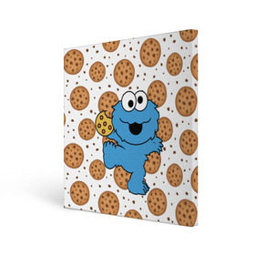 Холст квадратный с принтом Cookie monster в Кировске, 100% ПВХ |  | Тематика изображения на принте: cookie | cookiemonster | delicious | eat | monster | yummy | еда | куки | кукимонстр | монстр | печенье | сладости | улица | улицасезам