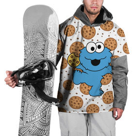 Накидка на куртку 3D с принтом Cookie monster в Кировске, 100% полиэстер |  | cookie | cookiemonster | delicious | eat | monster | yummy | еда | куки | кукимонстр | монстр | печенье | сладости | улица | улицасезам