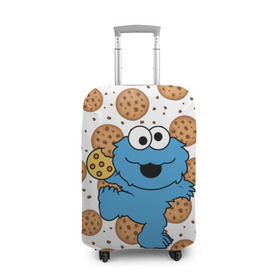 Чехол для чемодана 3D с принтом Cookie monster в Кировске, 86% полиэфир, 14% спандекс | двустороннее нанесение принта, прорези для ручек и колес | cookie | cookiemonster | delicious | eat | monster | yummy | еда | куки | кукимонстр | монстр | печенье | сладости | улица | улицасезам