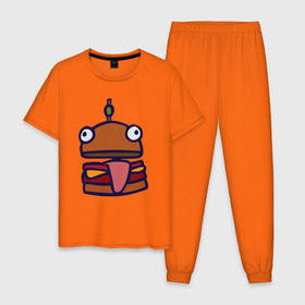 Мужская пижама хлопок с принтом Derp Burger в Кировске, 100% хлопок | брюки и футболка прямого кроя, без карманов, на брюках мягкая резинка на поясе и по низу штанин
 | fortnite | фортнайт