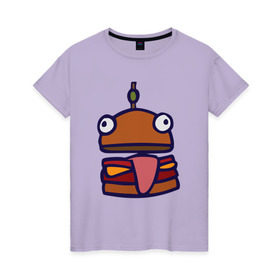 Женская футболка хлопок с принтом Derp Burger в Кировске, 100% хлопок | прямой крой, круглый вырез горловины, длина до линии бедер, слегка спущенное плечо | fortnite | фортнайт