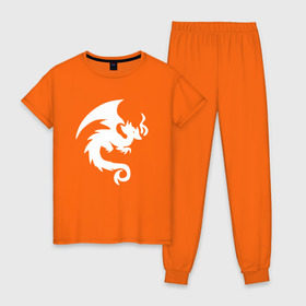 Женская пижама хлопок с принтом Dragon Fortnite в Кировске, 100% хлопок | брюки и футболка прямого кроя, без карманов, на брюках мягкая резинка на поясе и по низу штанин | 
