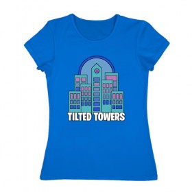 Женская футболка хлопок с принтом Tilted Fortnite в Кировске, 100% хлопок | прямой крой, круглый вырез горловины, длина до линии бедер, слегка спущенное плечо | 