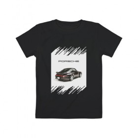 Детская футболка хлопок с принтом Porsche retro в Кировске, 100% хлопок | круглый вырез горловины, полуприлегающий силуэт, длина до линии бедер | Тематика изображения на принте: auto | porsche | retro | авто | автомобиль | порш | порше | ретро