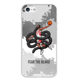 Чехол для iPhone 5/5S матовый с принтом Fear the Beard в Кировске, Силикон | Область печати: задняя сторона чехла, без боковых панелей | Тематика изображения на принте: hurden | nba | rockets | баскетбол | нба | харден | хьюстон рокетс