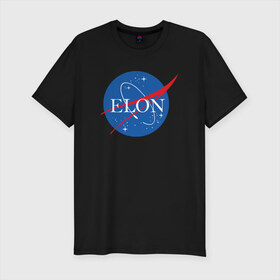 Мужская футболка премиум с принтом Elon в Кировске, 92% хлопок, 8% лайкра | приталенный силуэт, круглый вырез ворота, длина до линии бедра, короткий рукав | elon musk | spacex | илон маск | космос | марс | спейс икс