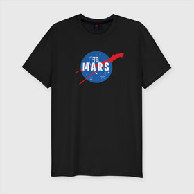 Мужская футболка премиум с принтом To Mars в Кировске, 92% хлопок, 8% лайкра | приталенный силуэт, круглый вырез ворота, длина до линии бедра, короткий рукав | elon musk | spacex | илон маск | космос | марс | спейс икс