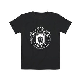 Детская футболка хлопок с принтом Manchester United в Кировске, 100% хлопок | круглый вырез горловины, полуприлегающий силуэт, длина до линии бедер | club | football | logo | manchester | rooney | united | английская | дьяволы | красные | лига | лого | логотип | манчестер | премьер | эмблема | юнайтед