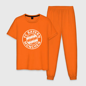 Мужская пижама хлопок с принтом FC Bayern Munchen в Кировске, 100% хлопок | брюки и футболка прямого кроя, без карманов, на брюках мягкая резинка на поясе и по низу штанин
 | bayern | football | munchen | бавария | байерн | мюнхен | мюнхенская