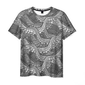 Мужская футболка 3D с принтом Octopus dark в Кировске, 100% полиэфир | прямой крой, круглый вырез горловины, длина до линии бедер | октопус | осьминог | щупальца