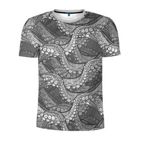 Мужская футболка 3D спортивная с принтом Octopus dark в Кировске, 100% полиэстер с улучшенными характеристиками | приталенный силуэт, круглая горловина, широкие плечи, сужается к линии бедра | октопус | осьминог | щупальца