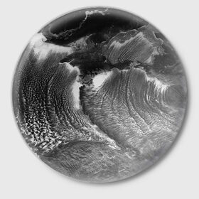 Значок с принтом Земля в черном цвете в Кировске,  металл | круглая форма, металлическая застежка в виде булавки | Тематика изображения на принте: 