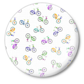 Значок с принтом Радужные велосипеды в Кировске,  металл | круглая форма, металлическая застежка в виде булавки | 