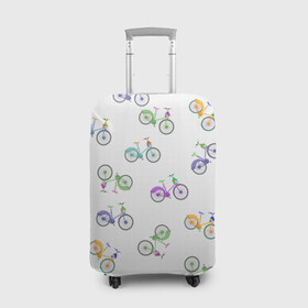 Чехол для чемодана 3D с принтом Радужные велосипеды в Кировске, 86% полиэфир, 14% спандекс | двустороннее нанесение принта, прорези для ручек и колес | 