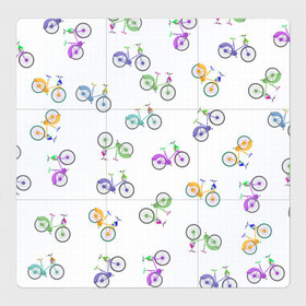 Магнитный плакат 3Х3 с принтом Радужные велосипеды в Кировске, Полимерный материал с магнитным слоем | 9 деталей размером 9*9 см | 