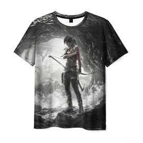 Мужская футболка 3D с принтом Tomb Raider в Кировске, 100% полиэфир | прямой крой, круглый вырез горловины, длина до линии бедер | croft | lara | raider | tomb | гробниц | игра | крофт | лара | расхитительница
