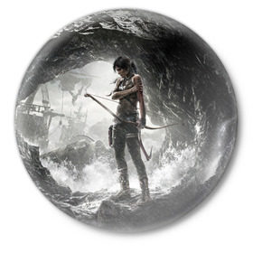 Значок с принтом Tomb Raider в Кировске,  металл | круглая форма, металлическая застежка в виде булавки | croft | lara | raider | tomb | гробниц | игра | крофт | лара | расхитительница