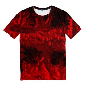 Мужская футболка 3D с принтом Abstraction cosmos RED в Кировске, 100% полиэфир | прямой крой, круглый вырез горловины, длина до линии бедер | abstraction | cosmos | nebula | space | star | universe | абстракция | вселенная | звезды | космос | мир | планеты