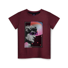 Детская футболка хлопок с принтом Давид в Кировске, 100% хлопок | круглый вырез горловины, полуприлегающий силуэт, длина до линии бедер | vaporwave | ренессанс