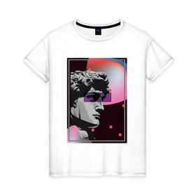 Женская футболка хлопок с принтом Давид в Кировске, 100% хлопок | прямой крой, круглый вырез горловины, длина до линии бедер, слегка спущенное плечо | vaporwave | ренессанс